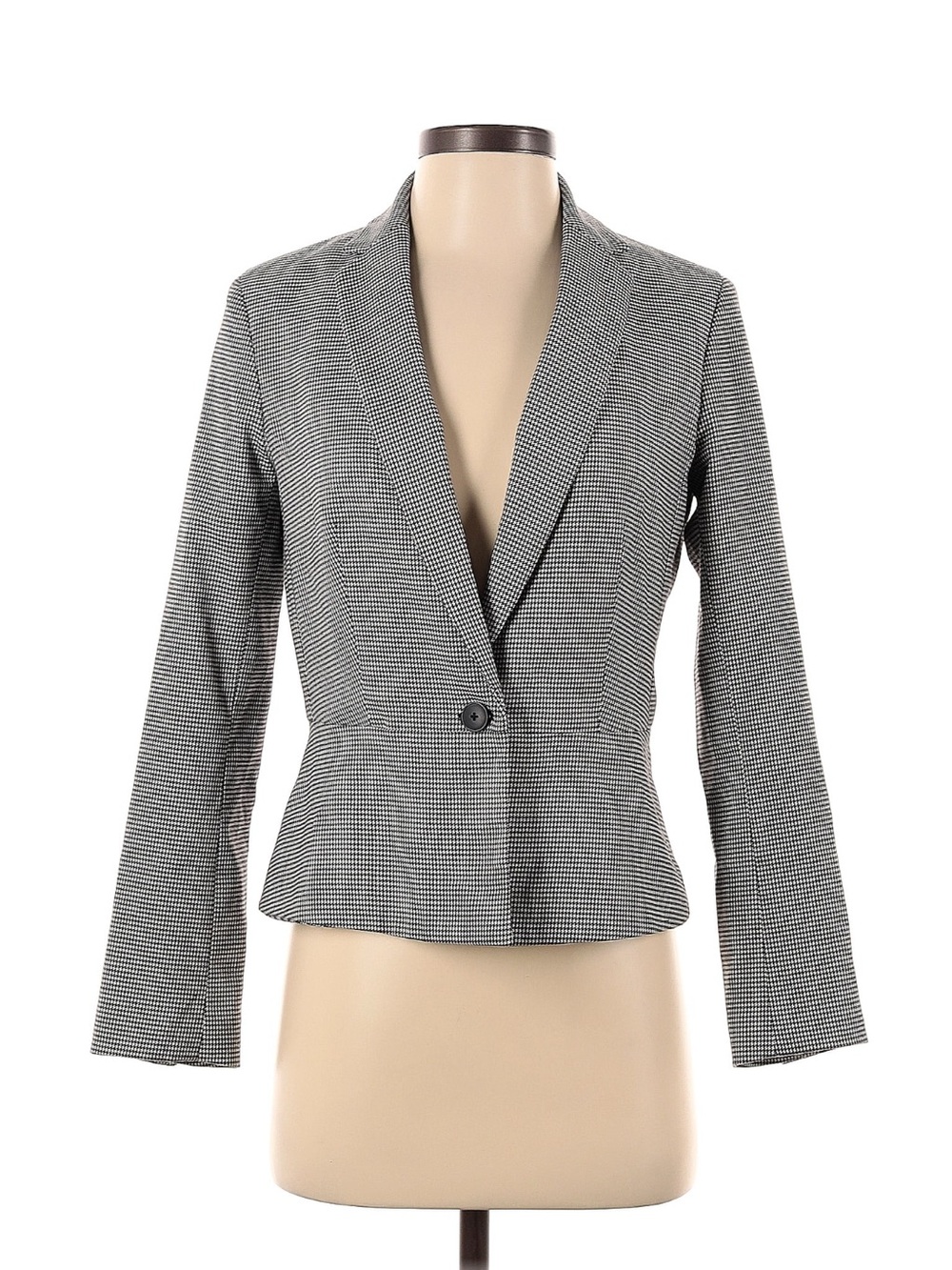 Banana Republic Black & White Houndstooth Tailored Blazer